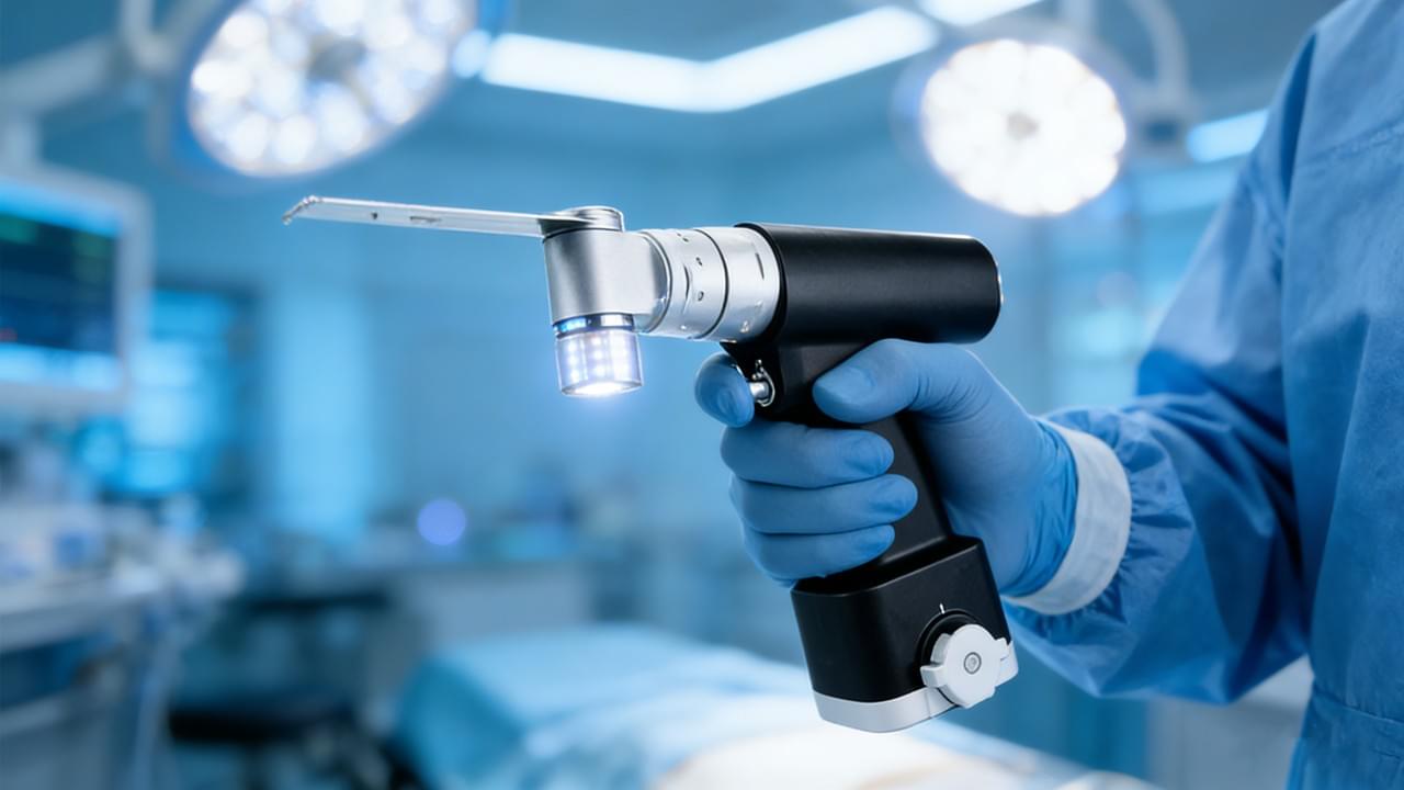 Un cirujano profesional con instrumentos ortopédicos mínimamente invasivos de alta precisión para realizar una intervención quirúrgica de precisión.