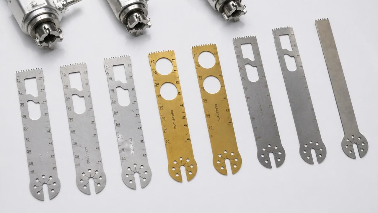 Surgical saw blade materials comparison including stainless steel TiN coated and high-carbon steel for bone cutting efficiency