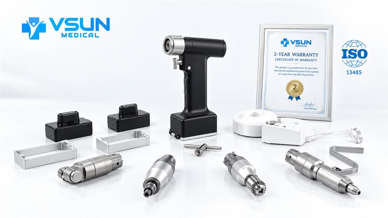 Vsun Medical orthopedic surgical equipment with 2-year warranty certificate showing quality guarantee for medical device procurement