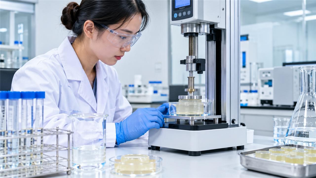 Farmasötik Sınıf Jelatin: Kapsüllerinizi Koruyan 7 Kontrol 2 Kapsül üretim için kalite kontrol laboratuvarında farmasötik sınıf jelatin Bloom gücü testi